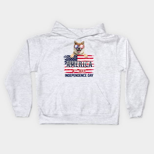 America 4th July Independence Day - Akita Dog Kids Hoodie by janayeanderson48214